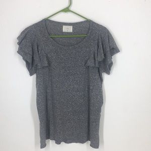 Gray Flutter Sleeve Top